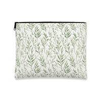 Borsa per il trucco floreale, borsa da viaggio vintage botanica per donne, piccola borsa portatile in tela con cerniera, borsa da toilette primaverile per la cura della pelle, Verde, 7x9 Inch