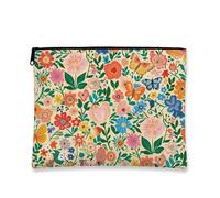 Borsa per il trucco floreale, borsa da viaggio vintage fantasiosa per cosmetici da donna, piccola borsa portatile in tela con cerniera, regalo per festival e articoli da toeletta, Multicolore, 7x9