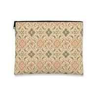Borsa per il trucco floreale, borsa da viaggio vintage medievale da donna, organizer portatile in tela con cerniera, borsa da toilette primaverile per la cura della pelle, Beige, 7x9 Inch, floreale