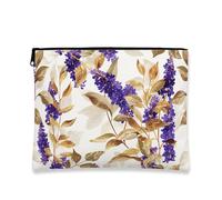 Borsa per il trucco floreale, borsa da viaggio vintage medievale da donna, organizer portatile in tela con cerniera, borsa da toilette primaverile per la cura della pelle, Viola, 7x9 Inch, floreale