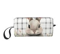 Borsa per il trucco floreale con coniglietto carino organizer da viaggio resistente all'acqua per donne uomini coniglio pasquale cosmetico custodia con cerniera piccola borsa portatile per attrezzi