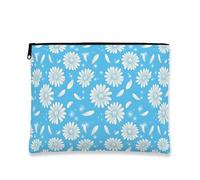 Borsa per il trucco floreale con crisantemo, borsa da viaggio per cosmetici vintage blu per donne, organizer portatile in tela con cerniera, borsa da toilette primaverile per la cura della pelle, Blu