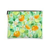 Borsa per il trucco floreale con frutta, borsa da viaggio per cosmetici con motivo ad acquerello e agrumi, organizer portatile in tela con cerniera, borsa da toilette estiva per la cura della pelle