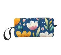 Borsa per il trucco floreale con margherita colorata, organizer da viaggio resistente all'acqua, per donne e uomini, custodia per cosmetici a tulipano primaverile con cerniera, piccola borsa per