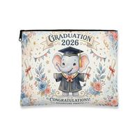 Borsa per il trucco floreale, graziosa trousse da viaggio con elefante, per laurea, per donne, organizer portatile con cerniera, regalo divertente per celebrazioni, Multicolore, 7x9 Inch, Elefant