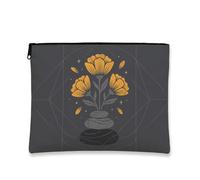 Borsa per il trucco floreale vintage, borsa da viaggio per cosmetici botanici grigi da donna, organizer portatile in tela con cerniera, borsa per la cura della pelle quotidiana, Grigio, 7x9 Inch