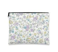 Borsa per il trucco floreale vintage, borsa da viaggio per cosmetici, con fiori pastello, borsa da viaggio per donne, piccola borsa portatile in tela con cerniera, borsa da toilette regalo per