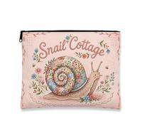 Borsa per il trucco floreale vintage, borsa da viaggio per cosmetici con lumaca da donna, piccola borsa portatile in tela con cerniera, borsa da toilette primaverile per la cura della pelle, Pesca