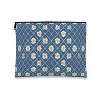Borsa per il trucco floreale vintage, borsa da viaggio per cosmetici con motivo crisantemo blu, piccola borsa portatile in tela con cerniera, borsa da toilette primaverile per la cura della pelle, Blu