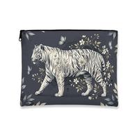 Borsa per il trucco floreale vintage, borsa da viaggio per cosmetici tigre grigia per donne, organizer portatile in tela con cerniera, borsa da toilette primaverile per la cura della pelle, Grigio