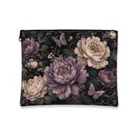Borsa per il trucco floreale vintage, elegante pochette da viaggio per cosmetici con peonia per donne, organizer portatile in tela con cerniera, borsa da toilette primaverile per la cura della pelle