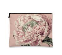Borsa per il trucco floreale vintage, elegante pochette da viaggio per cosmetici con peonia per donne, organizer portatile in tela con cerniera, borsa da toilette primaverile per la cura della pelle