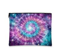 Borsa per il trucco Galaxy, borsa da viaggio a spirale cosmica colorata per donna, organizer portatile in tela con cerniera, borsa da toilette per la cura della pelle, regalo per festival, 7x9 pollic