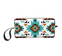 Borsa per il trucco geometrica etnica azteca, resistente all'acqua, organizer da viaggio per donne e uomini, custodia per cosmetici indiani con cerniera, piccola borsa per attrezzi portatile