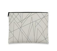 Borsa per il trucco geometrica, pochette da viaggio portatile per cosmetici dalle linee minimaliste per donna, piccola borsa organizer in tela con cerniera, borsa da toilette per uso quotidiano, 7x9