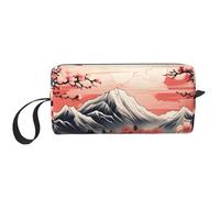 Borsa per il trucco giapponese Fuji, resistente all'acqua, da viaggio, organizer per articoli da toeletta per donne e uomini, con fiori di ciliegio, custodia per cosmetici con cerniera, piccola borsa