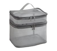 Borsa per il trucco, grande borsa a maglia, organizzatore cosmetico da viaggio, borsa da bagno, organizer da viaggio, borsa portatile per la cura del corpo, grigio, vedi descrizione, Vedi descrizione