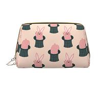 Borsa per il trucco grande da viaggio, organizer per cosmetici, in pelle, portatile, impermeabile, con cerniera, per donne e ragazze adolescenti, cappello magico con coniglio rosa