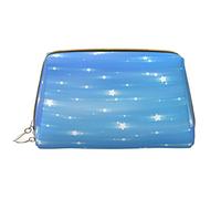 Borsa per il trucco grande da viaggio, organizer per cosmetici, in pelle, portatile, impermeabile, con cerniera, per donne e ragazze adolescenti, sfondo blu flash.