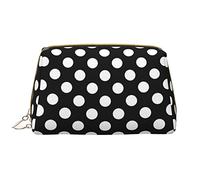 Borsa per il trucco grande da viaggio, organizer per cosmetici, in pelle, portatile, impermeabile, con cerniera, per donne e ragazze adolescenti, Wave Point, colore: Nero