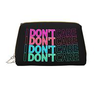 Borsa per il trucco grande da viaggio, organizer per cosmetici, in pelle, portatile, impermeabile, con cerniera, per donne e ragazze adolescenti. Testo: "Non mi interessa"