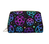 Borsa per il trucco grande da viaggio, organizer per cosmetici, in pelle, portatile, impermeabile, con cerniera, per donne e ragazze adolescenti, Colora le stelle