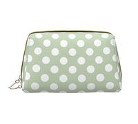Borsa per il trucco grande da viaggio, organizer per cosmetici, in pelle, portatile, impermeabile, con cerniera, per donne e ragazze adolescenti, Wave Point, verde chiaro