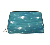 Borsa per il trucco grande da viaggio, organizer per cosmetici, in pelle, portatile, impermeabile, con cerniera, per donne e ragazze adolescenti, sfondo verde meteora