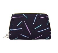 Borsa per il trucco grande da viaggio, organizer per cosmetici, in pelle, portatile, impermeabile, con cerniera, per donne e ragazze adolescenti, The Neon Lights