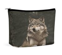 Borsa per il trucco Gray Wolf, borsa per il trucco da viaggio portatile, borse per cosmetici, borsa con cerniera, piccola borsa da toilette per donna