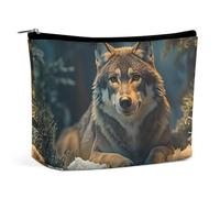 Borsa per il trucco Gray Wolf Snowy per borsa, borse per donna con cerniera, pochette da viaggio per articoli da toeletta, borse per il trucco per articoli da toeletta e cosmetici