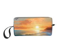 Borsa per il trucco Hawaii Sea Beach resistente all'acqua da viaggio organizer per articoli da toeletta per donne uomini tramonto oceano custodia per cosmetici con cerniera piccola borsa portatile per