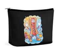 Borsa per il trucco Hot Dog, grande capacità, pochette cosmetica portatile per donna