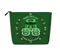 Borsa per il trucco impermeabile con stampa felice di San Patrizio per le donne Zipper Travel Toiletry Pouch