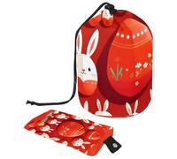 Borsa per il trucco impermeabile da donna, portatile, da viaggio, con coniglietto pasquale rosso, Multicolore, 9.9x6.9in/25.2x17.6cm;6x3.5in/15.2x8.8cm