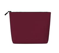 Borsa per il trucco, impermeabile, di grande capacità, con cerniera, da viaggio, lavoro, casa, multifunzione, per riporre monete, colore rosso vino, Nero , Taglia unica