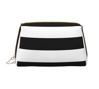 Borsa per il trucco impermeabile portatile in pelle con chiusura a strisce con cerniera bianca per viaggi a casa per organizzare articoli da toeletta vari, bianco, taglia unica, Bianco, En storlek