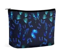 Borsa per il trucco impermeabile Travel Essentials, grande capacità, borsa cosmetica con farfalle blu e bellissime farfalle per le donne, borsa portatile con cerniera, borsa portaoggetti per accessori