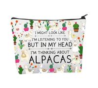 Borsa per il trucco in alpaca con lama e alpaca regali per gli amanti dell'alpaca divertenti regali di alpaca nella mia testa I'm Thinking about Alpaca Cosmetic Bag, Beauty case per cani, alla moda