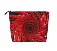 Borsa per il trucco in canapa finta con stampa a spirale con fiore rosso e vortice con cerniera, accessori per donne, nero, taglia unica, Nero, One Size