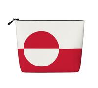 Borsa per il trucco in canapa finta con stampa con bandiera polacca, organizer per articoli da toeletta da viaggio, conservazione giornaliera, essenziale per viaggi di lavoro, Bandiera Groenlandia