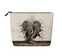 Borsa per il trucco in canapa finta con stampa di elefanti rotti - Organizer da viaggio per articoli da toeletta per riporre tutti i giorni, essenziale per viaggi di lavoro, Elefante parete rotta