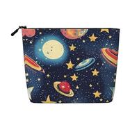 Borsa per il trucco in canapa finta con stampa di frutta arancia fresca, astuccio da viaggio per donne, conservazione quotidiana, viaggi di lavoro e altro ancora, Cielo stellato Universo Spazio