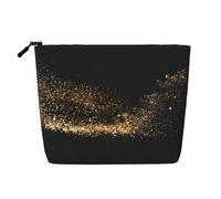 Borsa per il trucco in canapa finta con stampa di lupo galassia, organizer da viaggio per articoli da toeletta, conservazione giornaliera, essenziale per viaggi di lavoro, Oro Nero Sabbia, Taglia