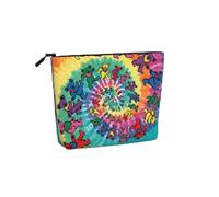 Borsa per il trucco in canapa finta con stampa di orso del Ringraziamento di grande capacità, borsa da toeletta, borsa da viaggio con cerniera.