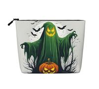 Borsa per il trucco in canapa finta con stampa di teschio di toro runner - Trousse da viaggio per donne, conservazione quotidiana, viaggi di lavoro e altro ancora, Zucca di Halloween horror fantasma