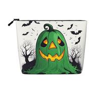 Borsa per il trucco in canapa finta con stampa di teschio di toro runner - Trousse da viaggio per donne, conservazione quotidiana, viaggi di lavoro e altro ancora, Zucca di Halloween horror fantasma