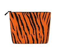 Borsa per il trucco in canapa finta con stampa leopardata arancione - organizer da viaggio per articoli da toeletta per riporre tutti i giorni, essenziale per viaggi di lavoro, Tigre arancione