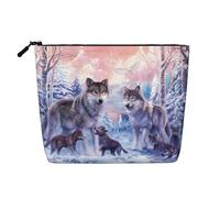 Borsa per il trucco in canapa finta stampata Brasile, organizer da viaggio per articoli da toeletta, conservazione giornaliera, essenziale per viaggi di lavoro, Famiglia Lupi, Taglia unica