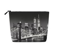 Borsa per il trucco in canapa finta stampata Brasile, organizer da viaggio per articoli da toeletta, conservazione giornaliera, essenziale per viaggi di lavoro, New York, Taglia unica